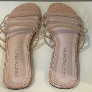 Nude Strappy Slide Sandals for Women